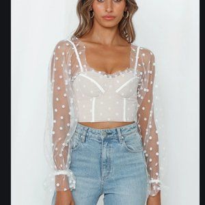 Runaway The Label Chloe Top - White Polka Dot